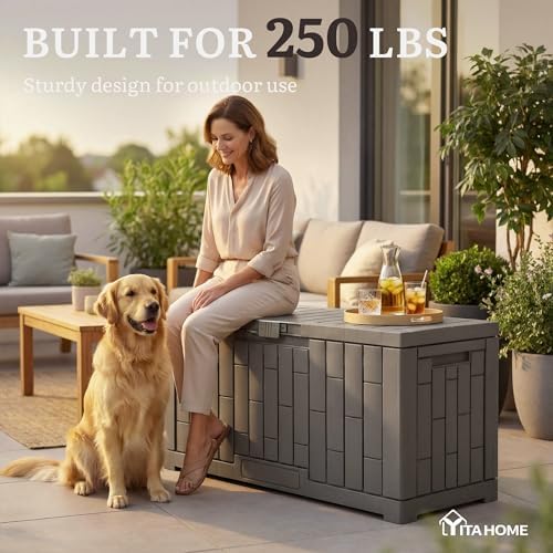 yitahome 60 gallon outdoor storage box, side view