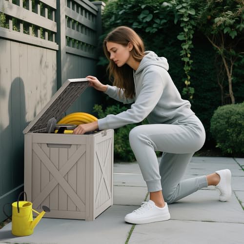 mars villa deck box, waterproof outdoor storage box, close-up detail