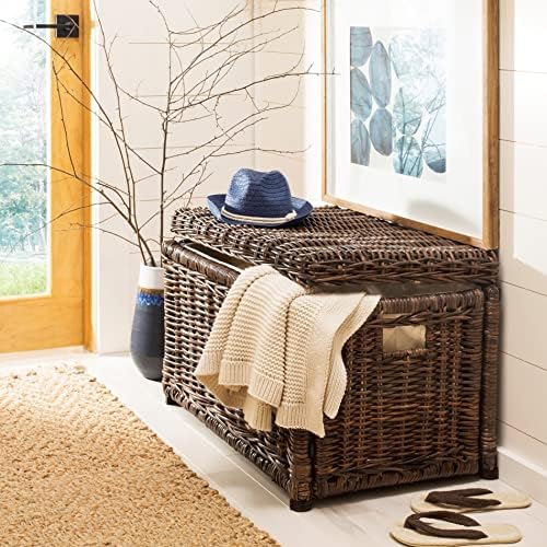 happimess elijah 31" wicker storage trunk footlocker chest shown in use