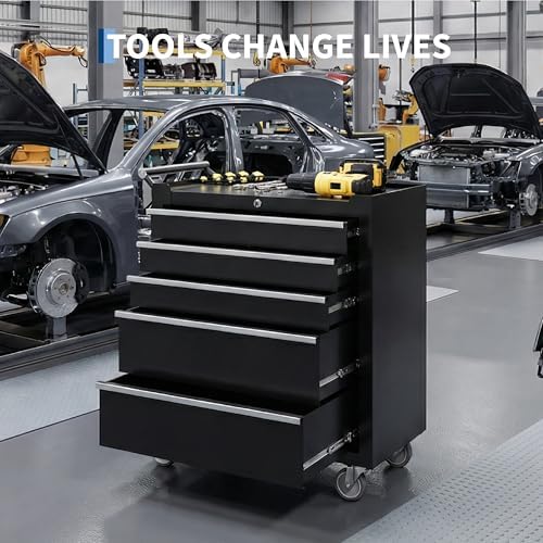 garvee rolling tool chest, 5 drawers tool storage on a desk or shelf