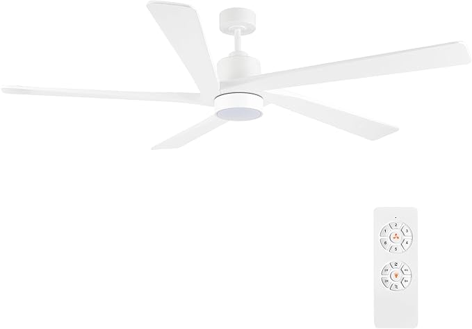 WINGBO 54" DC Ceiling Fan with Lights and Remote Control, 5 Carved Wood Blades by HomePage