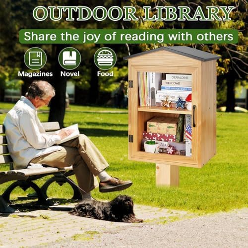 2-tier outdoor library outdoor book box storage, 16x14x25 on a desk or shelf