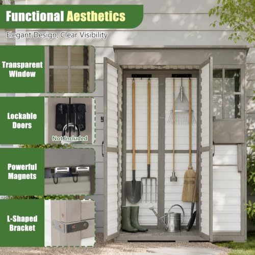 outdoor storage cabinet with waterproof pvc panels, 48.8" showing dimensions