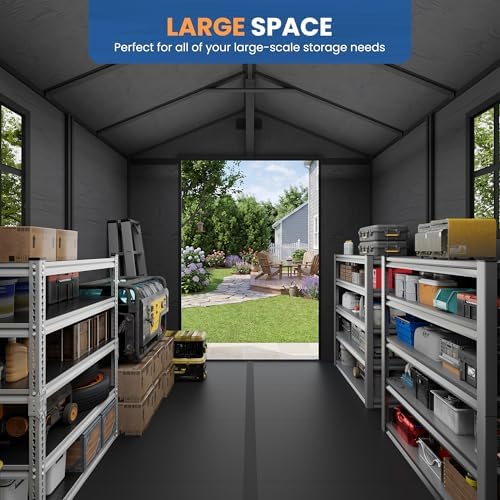 amopatio 8x10 ft outdoor resin storage shed with, side view