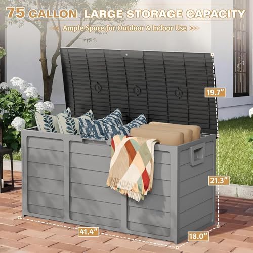 suncrown 75 gallon deck storage box resin outdoor, close-up detail