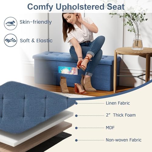 giantex storage ottoman bench, 43" l folding foot, package contents