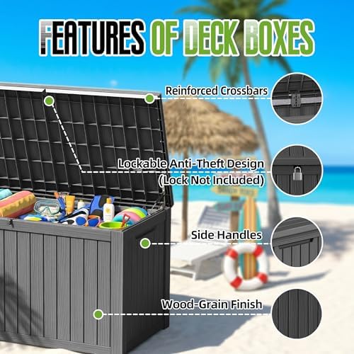 200 gallon outdoor storage deck box waterproof resin, package contents