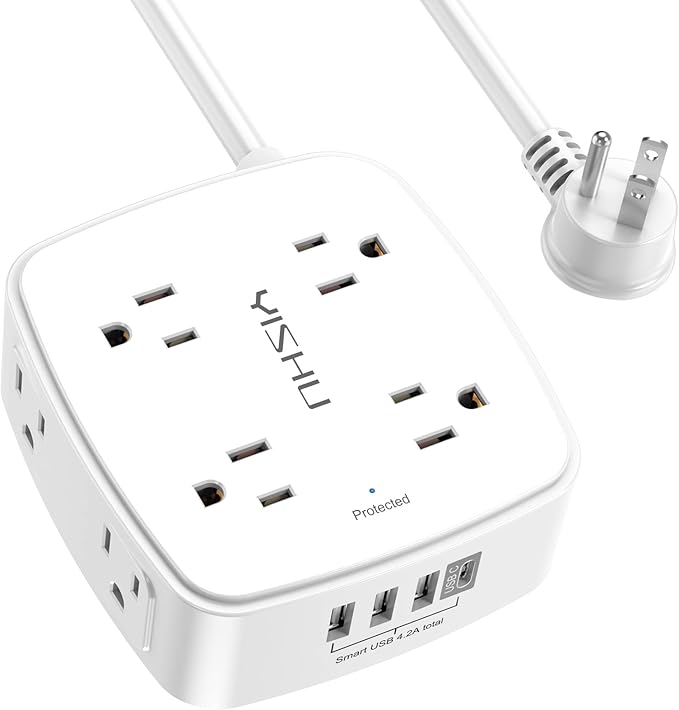 10 Ft Surge Protector Power Strip by YISHU