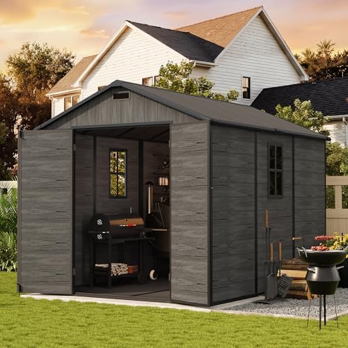 udpatio 7.5x10 ft outdoor resin storage shed,plastic shed, view 9