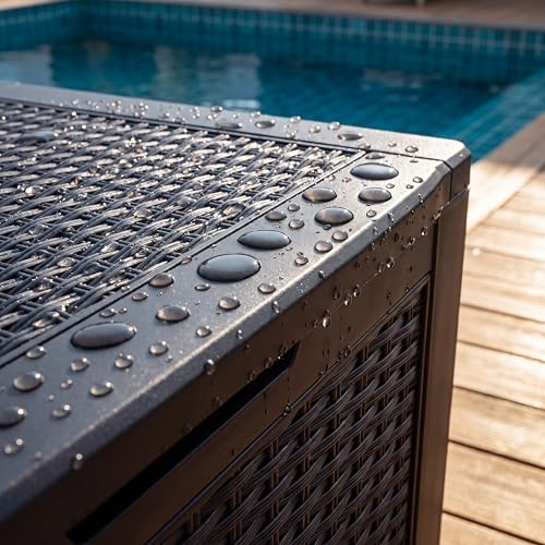 nicbex 30 gallon deck box, waterproof resin rattan, view 10