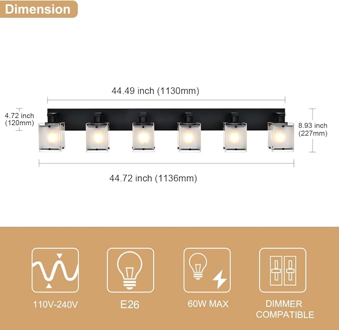WINSHEN Bathroom Vanity Light Fixture, 6-Lights Modern Vanity Lighting Over - Image 4