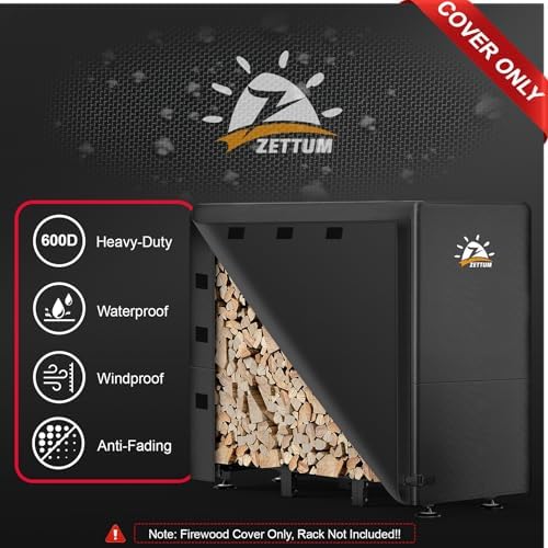 zettum firewood rack cover 4 feet - 600d shown in use