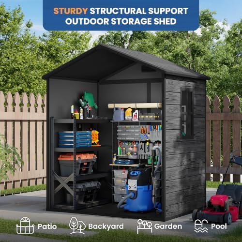 amopatio 6x4 ft outdoor storage shed with floor, close-up detail