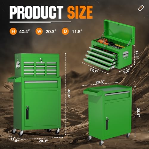 oakcloud heavy-duty 5-drawer rolling tool chest & cabinet, close-up detail