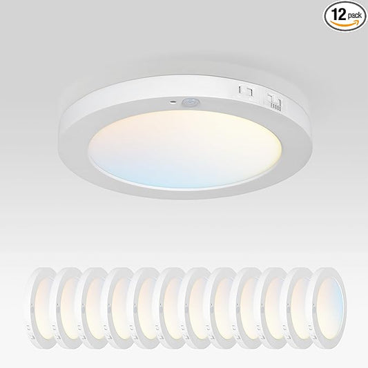 ASD LED 9" Round Flush Mount Ceiling Light Fixture, Low Profile Surface by ASDLightingCorporation