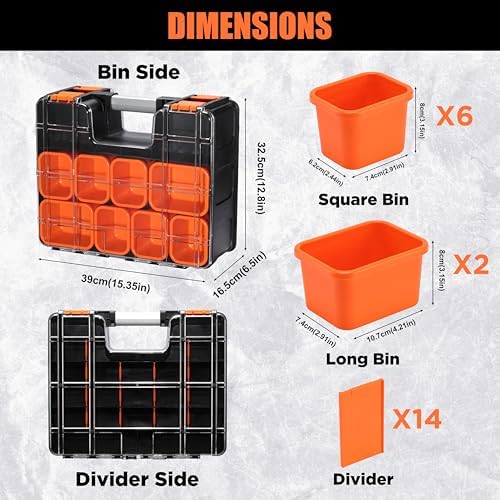 double side tool box, multi-function storage toolbox organizer shown in use