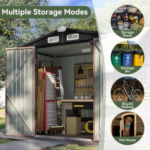 aoxun 6x4 ft shed outdoor storage shed with on a desk or shelf