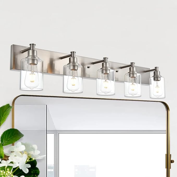 TODOLUZ 5-Light Vanity Light Fixture in Brushed Nickel, Modern Wall Sconce - Image 2