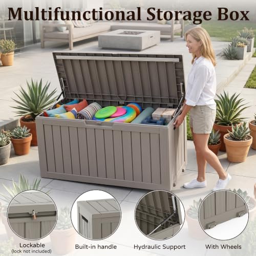 outdoor storage box,120 gallon lockable deck box with, close-up detail