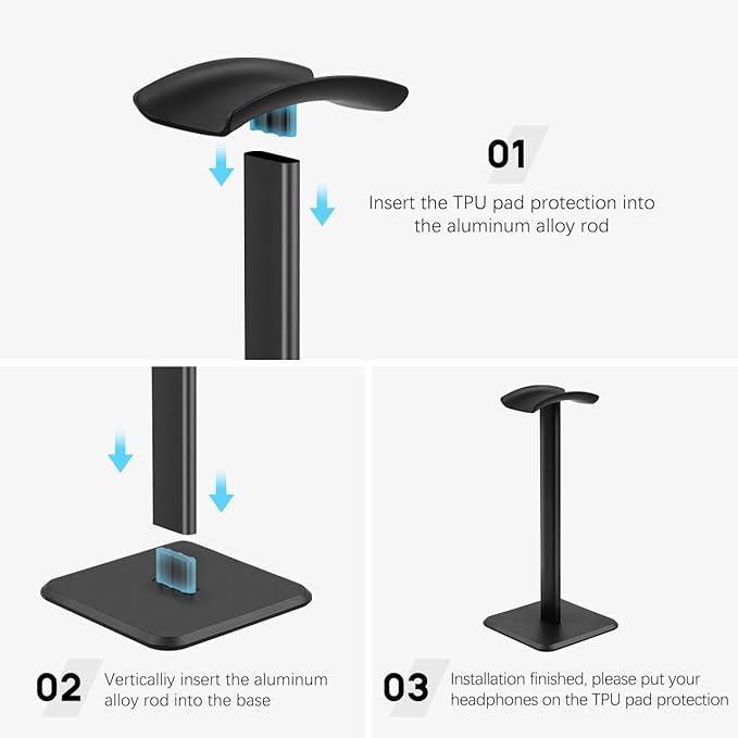 JIKIOU Headphone Stand Gaming Headset Holder Universal Aluminum Metal - Image 4