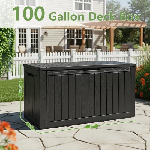 kamaboko 100 gallon outdoor storage box waterproof deck shown in use