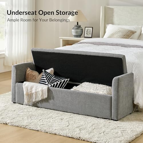 hulala home 59" storage bench with 2 throw, close-up detail