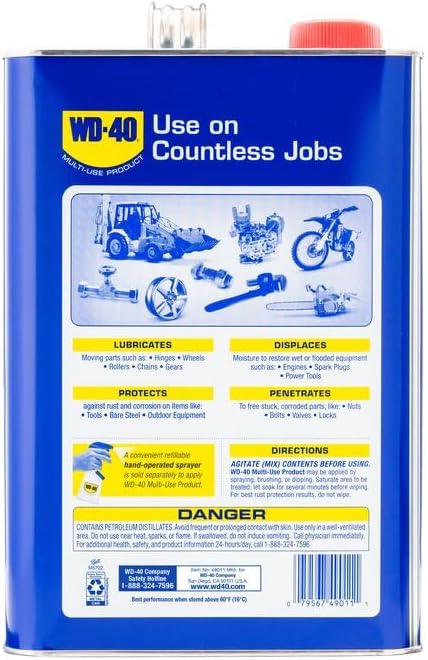 WD-40 Original Formula, Multi-Use Product, One Gallon [4-Pack] | Drives Out Moisture, Prevents Rust and Corrosion, Frees Stuck Parts, Removes Grease and Grime, Lubricates Hinges