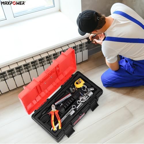 maxpower 17 inch tool box, small plastic toolbox on a desk or shelf