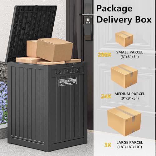 lhbgo package delivery box for outside, 48 gallon, side view