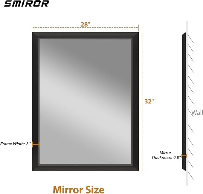 SMIROR Matte Black Bathroom Mirror - Image 2