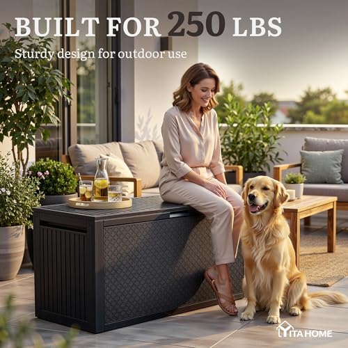 yitahome 95 gallon large outdoor deck box, close-up detail