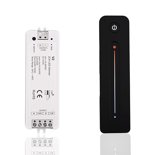 RF Wireless Remote CCT LED Strip Controller Magnetic Wall-Mounted Touch Slide by TUNICHX