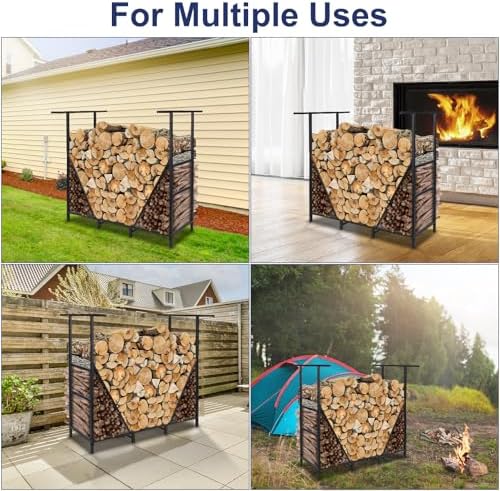 honest outfitters 4ft firewood rack outdoor, adjustable heavy on a desk or shelf