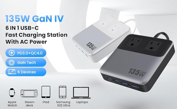 6-in-1 Charging Station USB C Power Strip - Image 9