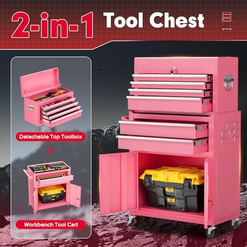 superday metal tool chest, 8 drawer rolling tool, side view