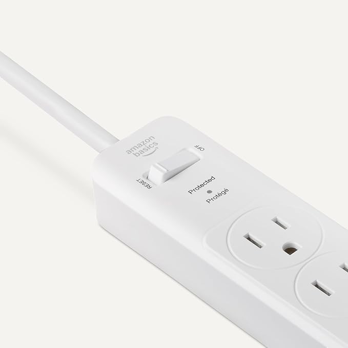 Amazon Basics Rectangle 6-Outlet, 600 Joule Surge Protector Power Strip - Image 3