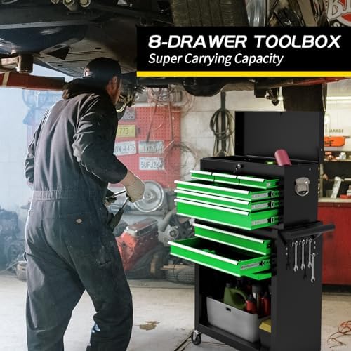 8 drawer rolling tool chest, large capacity rolling shown in use
