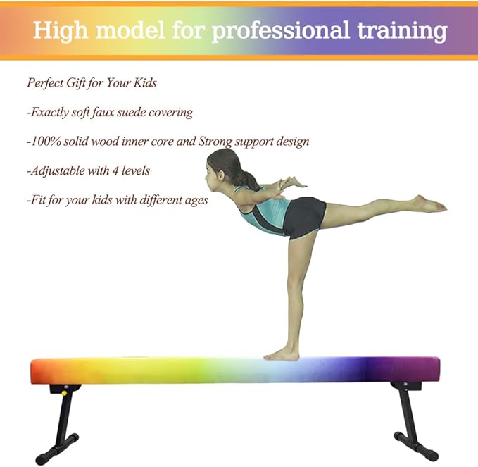 Adjustable&Foldable Gymnastics Balance Beam, 6FT/8ft High-Low Level Floor - Image 6