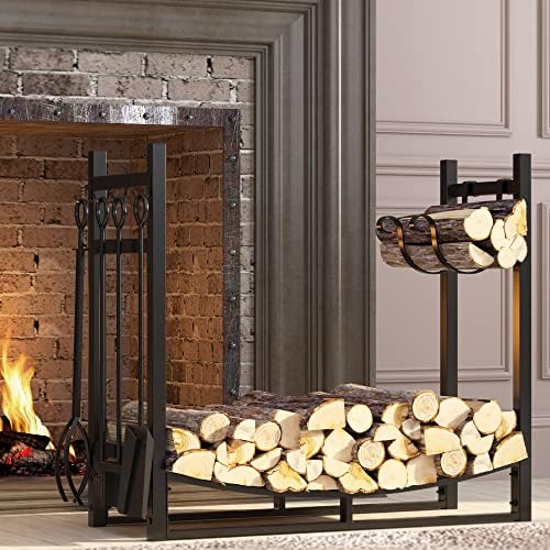 fire beauty fireplace log rack 34 inch wood on a desk or shelf