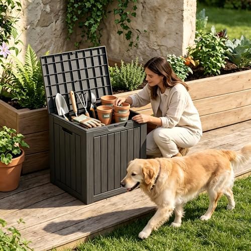 outdoor storage box resin deck box waterproof black, view 10