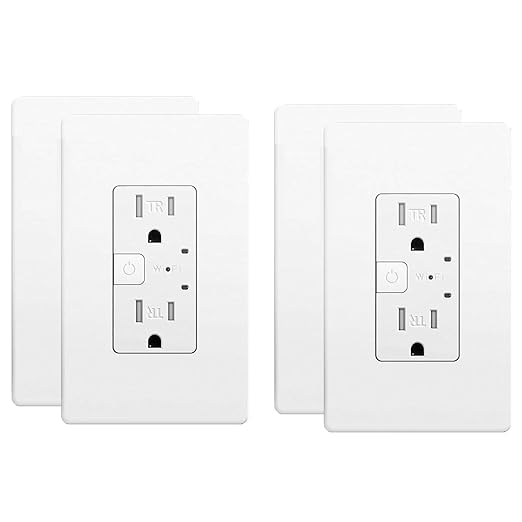 Smart in-Wall Outlet, Matter Smart Socket, 15A Smart Charger, Voice Control by JUNLITGROUP
