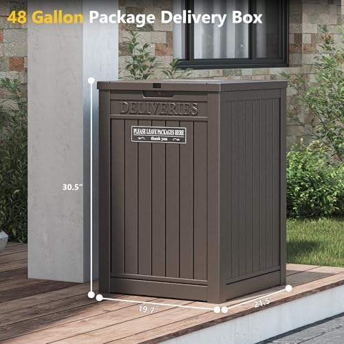 lhbgo package delivery box for outside with sticker, close-up detail