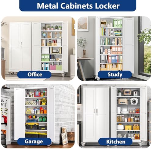 ckzbx metal garage storage cabinet with locking doors, side view