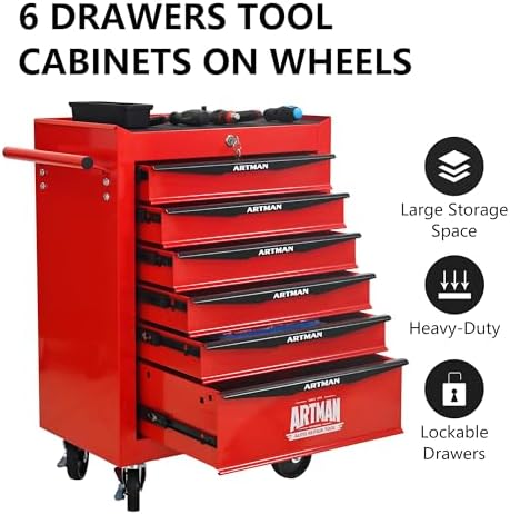 ryh 6 drawers rolling tool chest 30.5" h, close-up detail