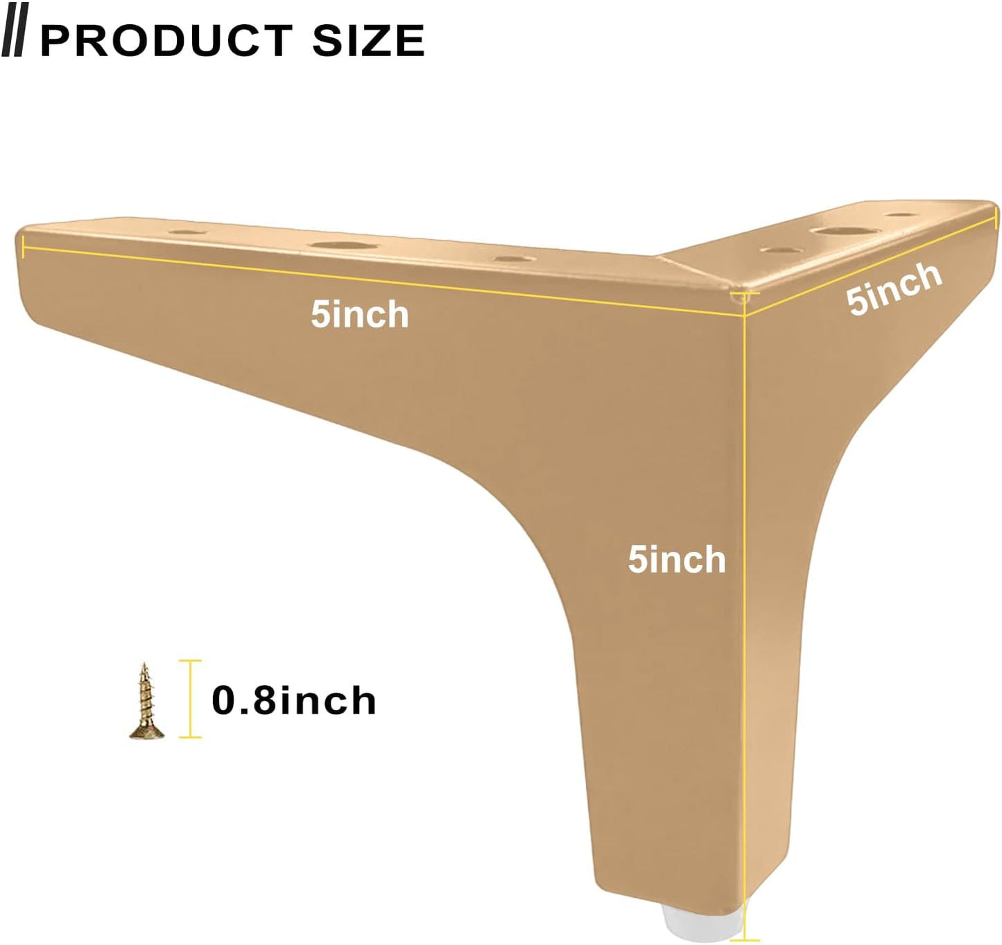 AODIOU Furniture Legs Modern Feet: Gold Metal Furniture Legs 4 Inch DIY Replacement Couch Legs Set of 4