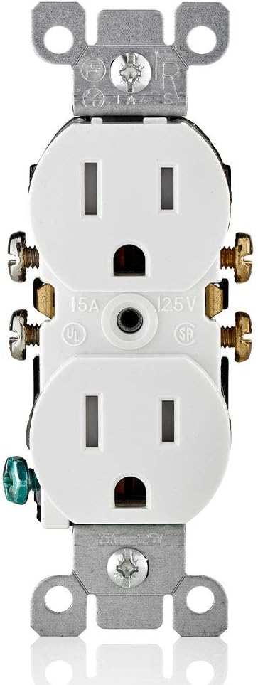 Leviton 15 Amp 125 Volt Tamper Resistant Duplex Receptacle, 10 Pack, T5320-WMP, White