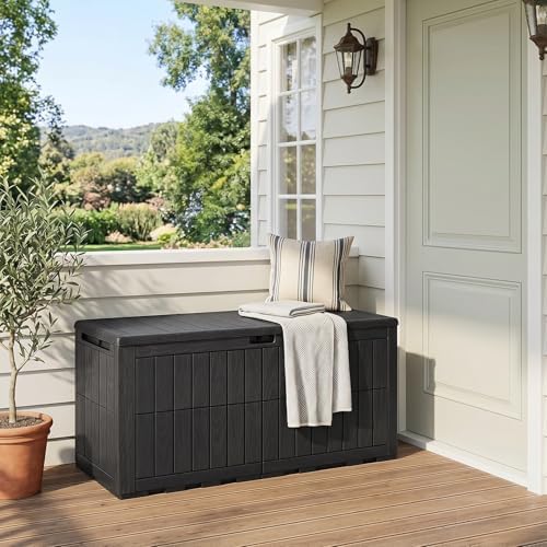 tangkula 100 gallon outdoor storage box with lockable, view 9