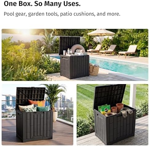 east oak 31 gallon outdoor storage box, waterproof, front angle view