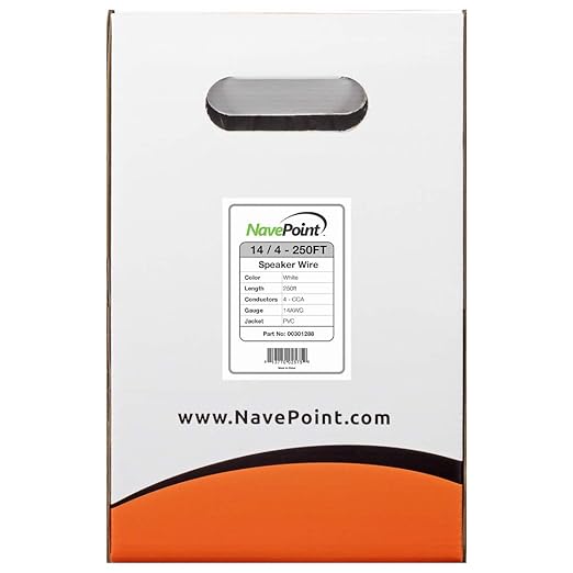 NavePoint 250ft in Wall Audio Speaker Cable Wire CL2 14/4 AWG Gauge 4 Conductor - Image 2