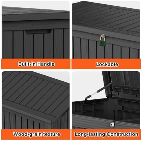 outdoor storage box 185gal waterproof resin deck box,pool, package contents